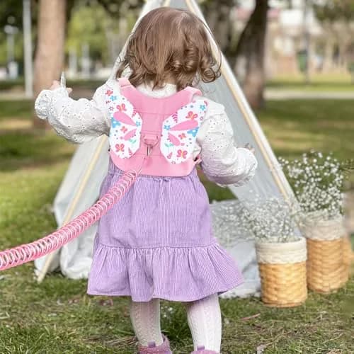 Accmor Toddler Harness Leash 3 in 1 Pink | Cute Butterfly Kids Leash & Anti-Lost Wrist Link thumbnail 5