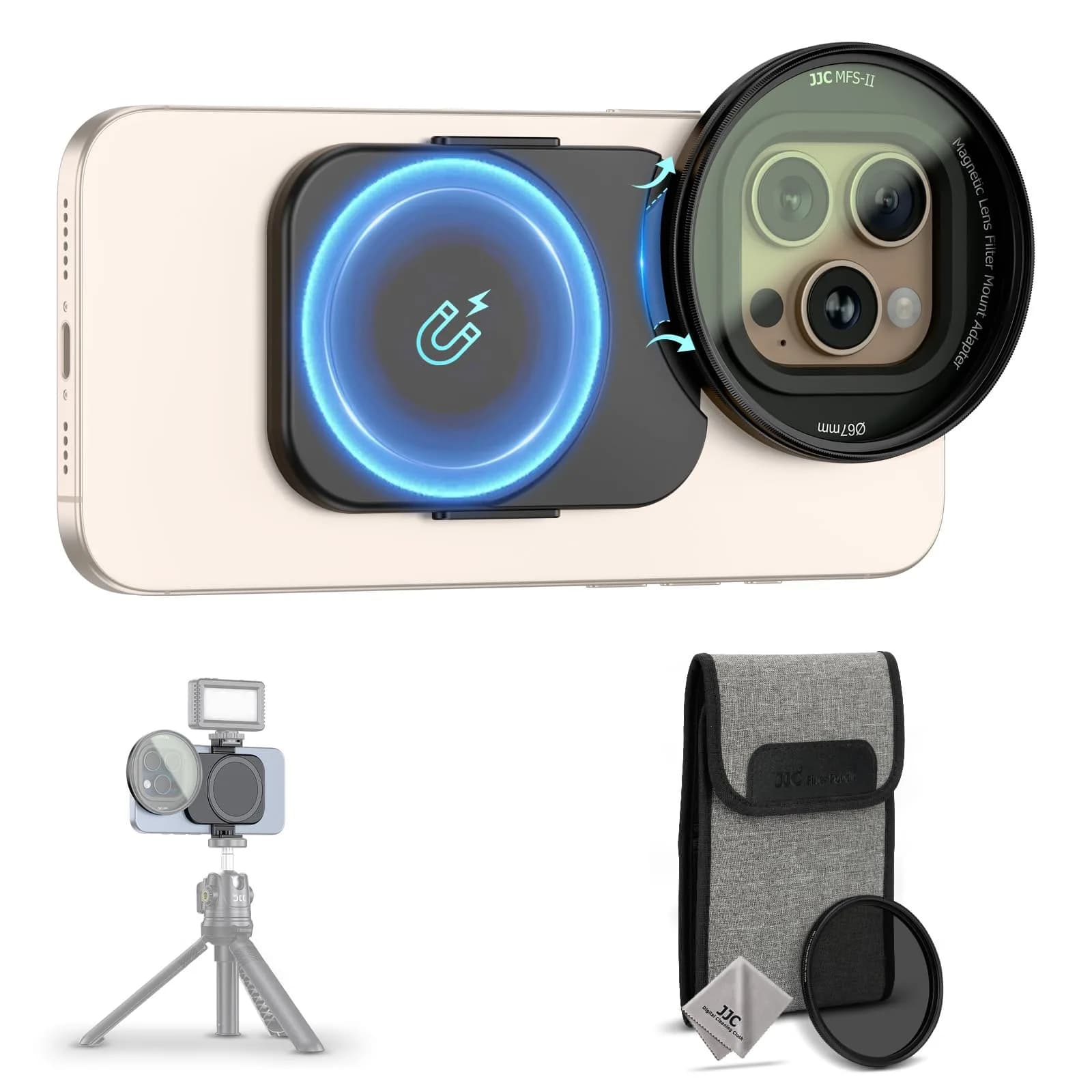 JJC 67mm CPL Filter & Magnetic Adapter Kit for iPhone 16/15/14 Pro Max | Polarizer for Enhanced Clarity - main product image
