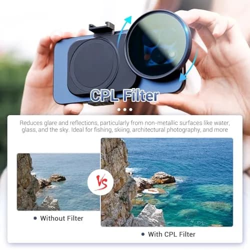 JJC 67mm CPL Filter & Magnetic Adapter Kit for iPhone 16/15/14 Pro Max | Polarizer for Enhanced Clarity thumbnail 4