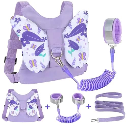 Accmor Toddler Harness Leash, 3 in 1 Cute Butterfly Kids Leash + Anti Lost Wrist Link for Outdoor Travel, Adorable Child Walking Harness Wristband Assistant Mini Strap Belt Protector for Baby Girls thumbnail 1
