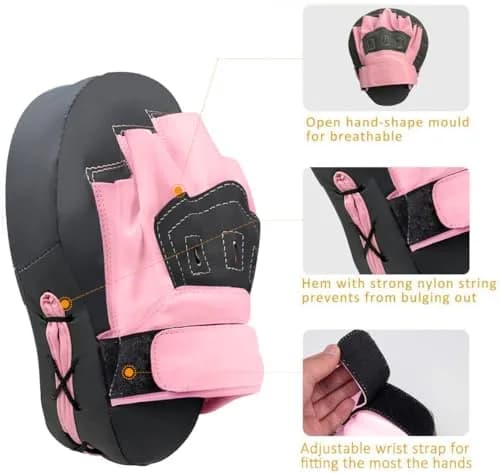 Valleycomfy Boxing Pads Curved Focus Punching Mitts for Men Women | Leather, Shock-Absorbing Padding thumbnail 2