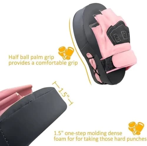Valleycomfy Boxing Pads Curved Focus Punching Mitts for Men Women | Leather, Shock-Absorbing Padding thumbnail 3