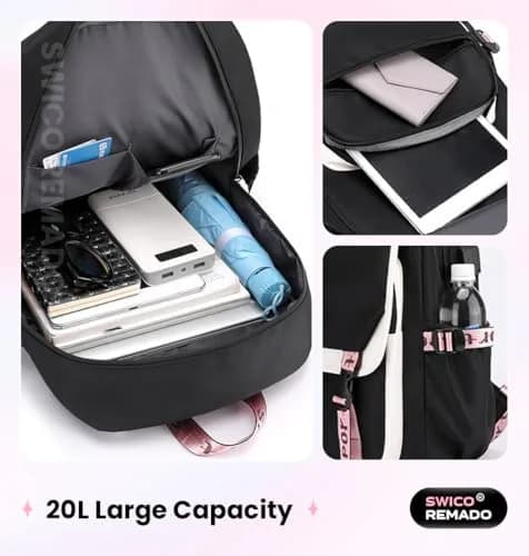 Swico Remado Stray Backpack Large Capacity Laptop Bag Bookbag with Notebook, USB Charging & Headphone Port for STAY Music Fans thumbnail 4