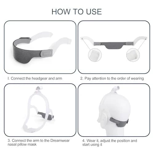 Hecatelly Replacement Headgear Strap for DreamWear Nasal Pillow Mask, Grey, 1 Pack | Breathable and Adjustable Headband Strap thumbnail 3