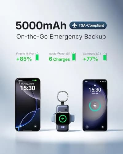 INIU SnapGo Portable Charger 5000mAh | Compact Power Bank for Apple Watch & iPhone thumbnail 6