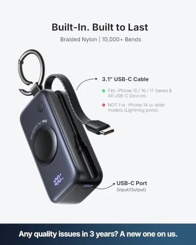 INIU SnapGo Portable Charger 5000mAh | Compact Power Bank for Apple Watch & iPhone thumbnail 7
