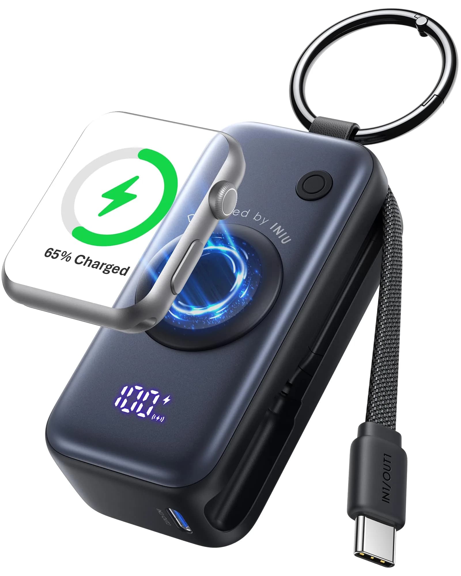 INIU SnapGo Portable Charger 5000mAh | Compact Power Bank for Apple Watch & iPhone