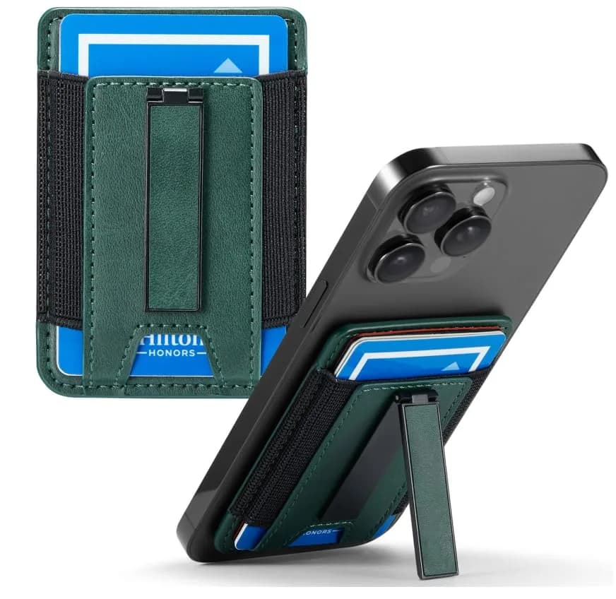 BIAJIYA Phone Card Holder Wallet with Stand | Holds 6 Cards, Durable Leather, Easy Stick-On Fit thumbnail 1