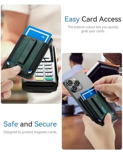 BIAJIYA Phone Card Holder Wallet with Stand | Holds 6 Cards, Durable Leather, Easy Stick-On Fit thumbnail 5