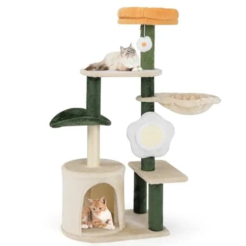PETSITE 45 Inch Flower Cat Tree with Scratching Posts & Perch | Multi-Level Cat Tower for Indoor Cats thumbnail 1