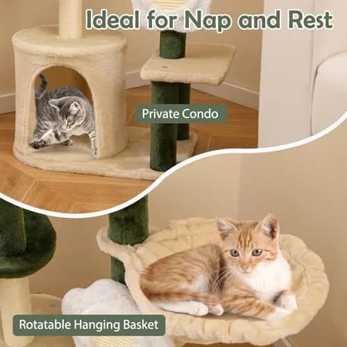PETSITE 45 Inch Flower Cat Tree with Scratching Posts & Perch | Multi-Level Cat Tower for Indoor Cats thumbnail 6