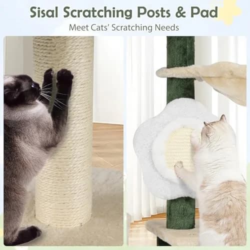PETSITE 45 Inch Flower Cat Tree with Scratching Posts & Perch | Multi-Level Cat Tower for Indoor Cats thumbnail 7