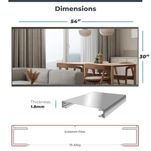 Fab Glass and Mirror Large Gym Mirror 54" x 30" | Unbreakable Nano Film Shatterproof Wall Mirror thumbnail 8