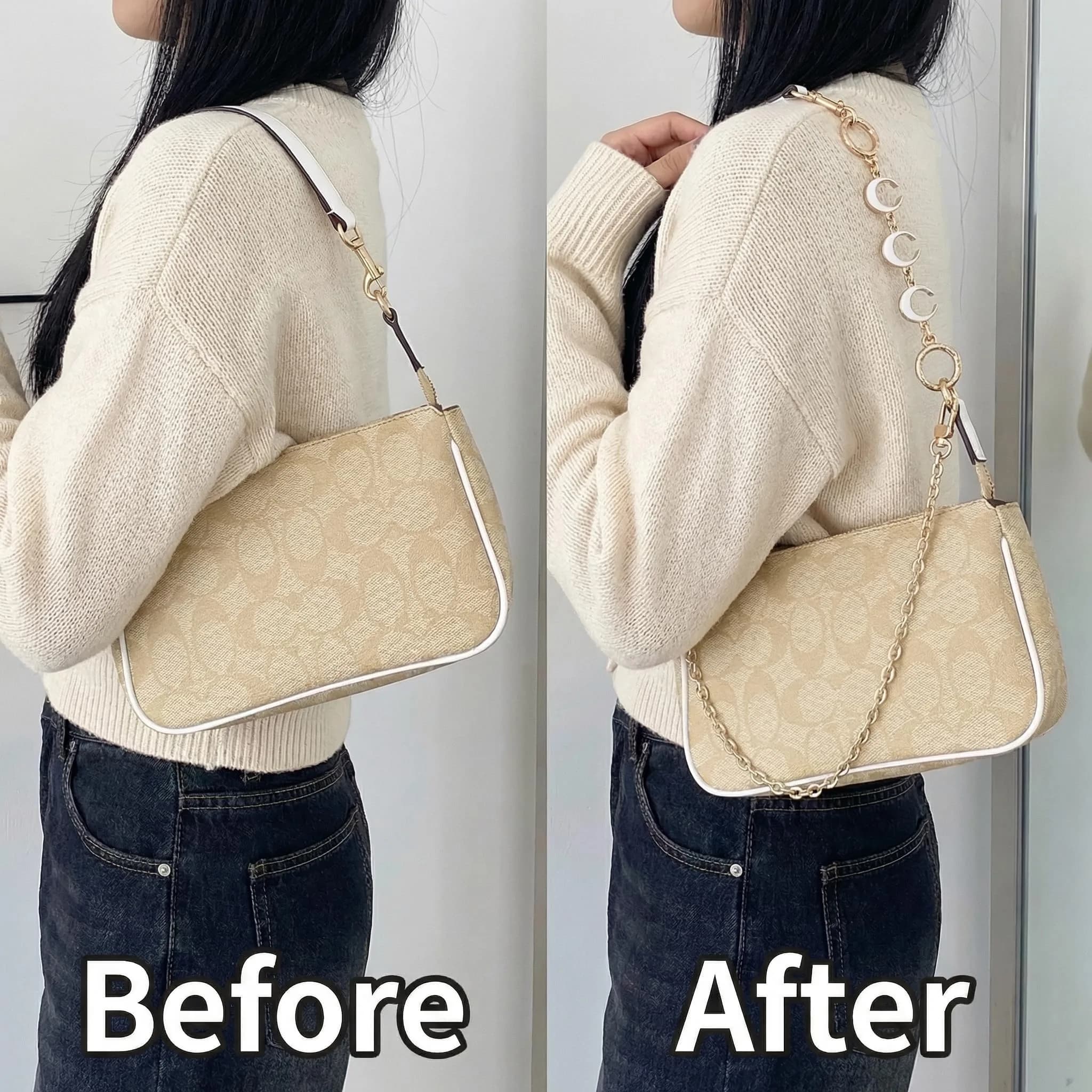 COICOIC Gold Moon Bag Strap Extender Chain 2 Pcs | Versatile Accessory for Handbags - view 6