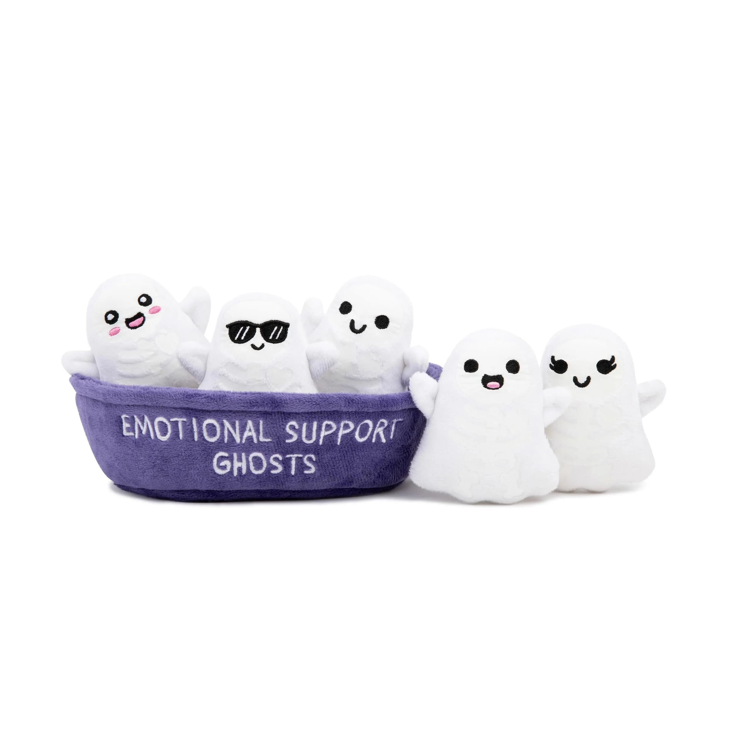 WHAT DO YOU MEME? Emotional Support Ghosts Plushies (5-Pack with Basket) | Cute Halloween Toys for Kids 6-12 - main product image