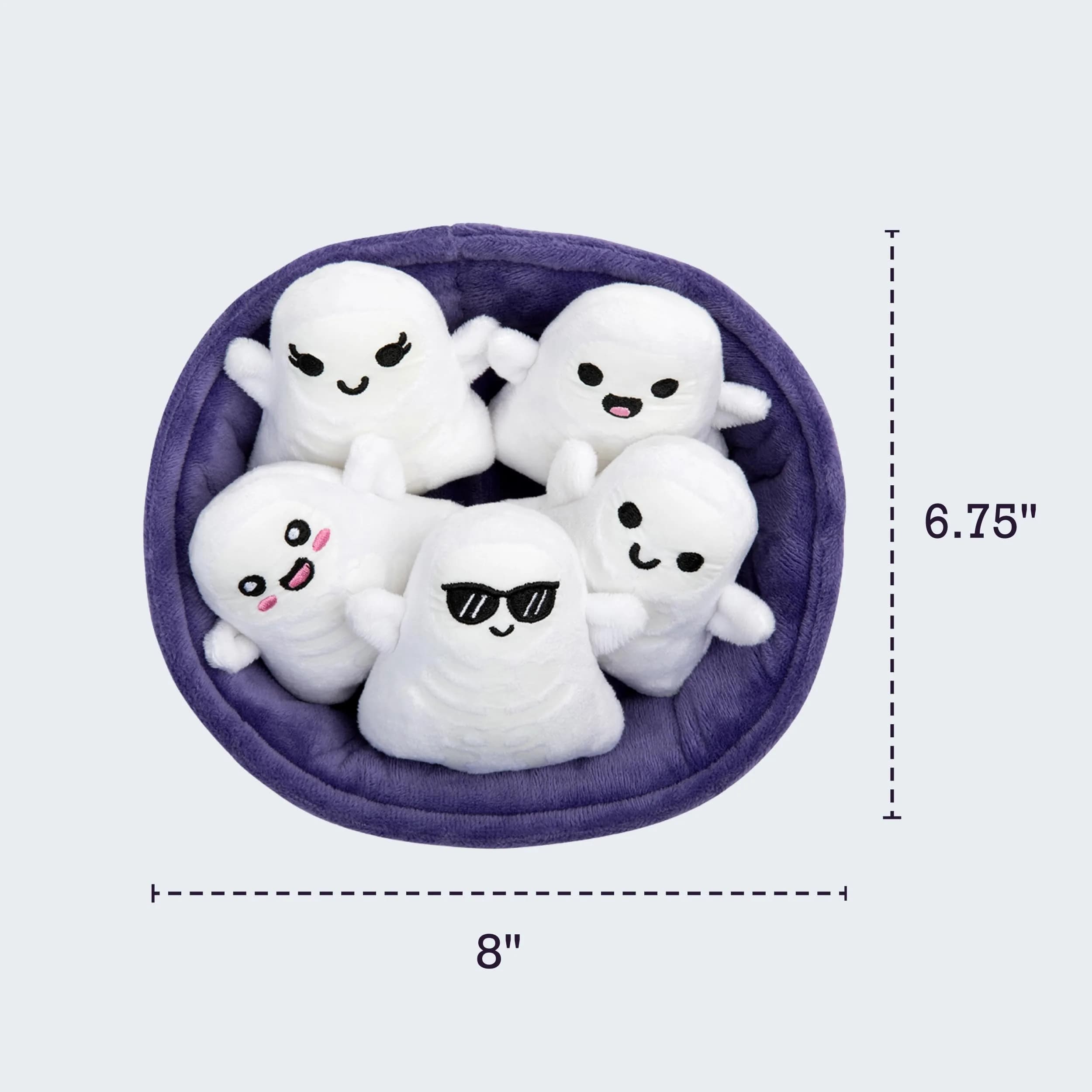 WHAT DO YOU MEME? Emotional Support Ghosts Plushies (5-Pack with Basket) | Cute Halloween Toys for Kids 6-12 - view 4