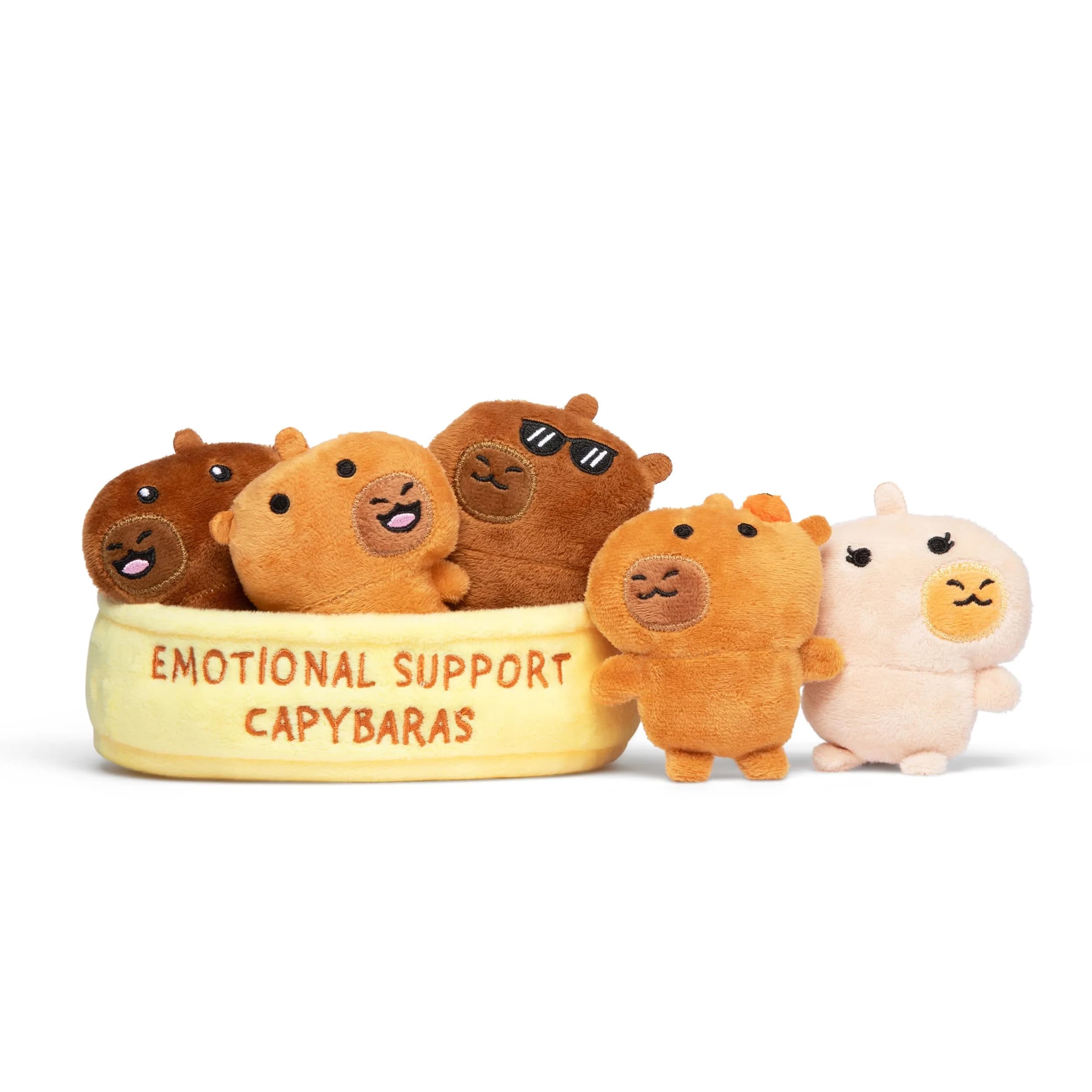 Emotional Support Capybaras by Relatable Plush Toy Set with Basket, PAL Award 2025 Winner, 5-Pack - main product image