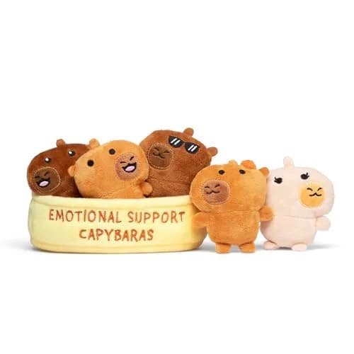 WHAT DO YOU MEME? Emotional Support Capybaras Plush Set 109g (3.8oz) | Cute Desk Accessories for All Ages thumbnail 1
