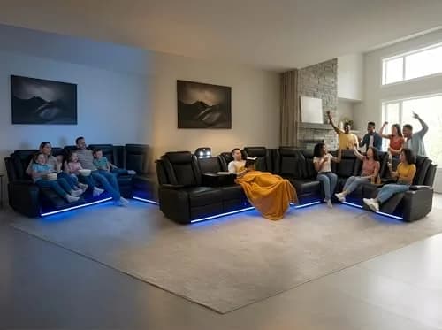 FUOROLA Sectional Sofa with Power Recliner & LED, Black | Modular Living Room Couch with Wireless Charging & Storage thumbnail 8