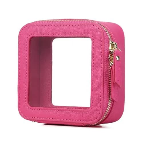 Pinkmik Small Clear Mini Makeup Bag 13.5cm x 12.5cm x 7cm | TSA Approved Travel Pouch thumbnail 1