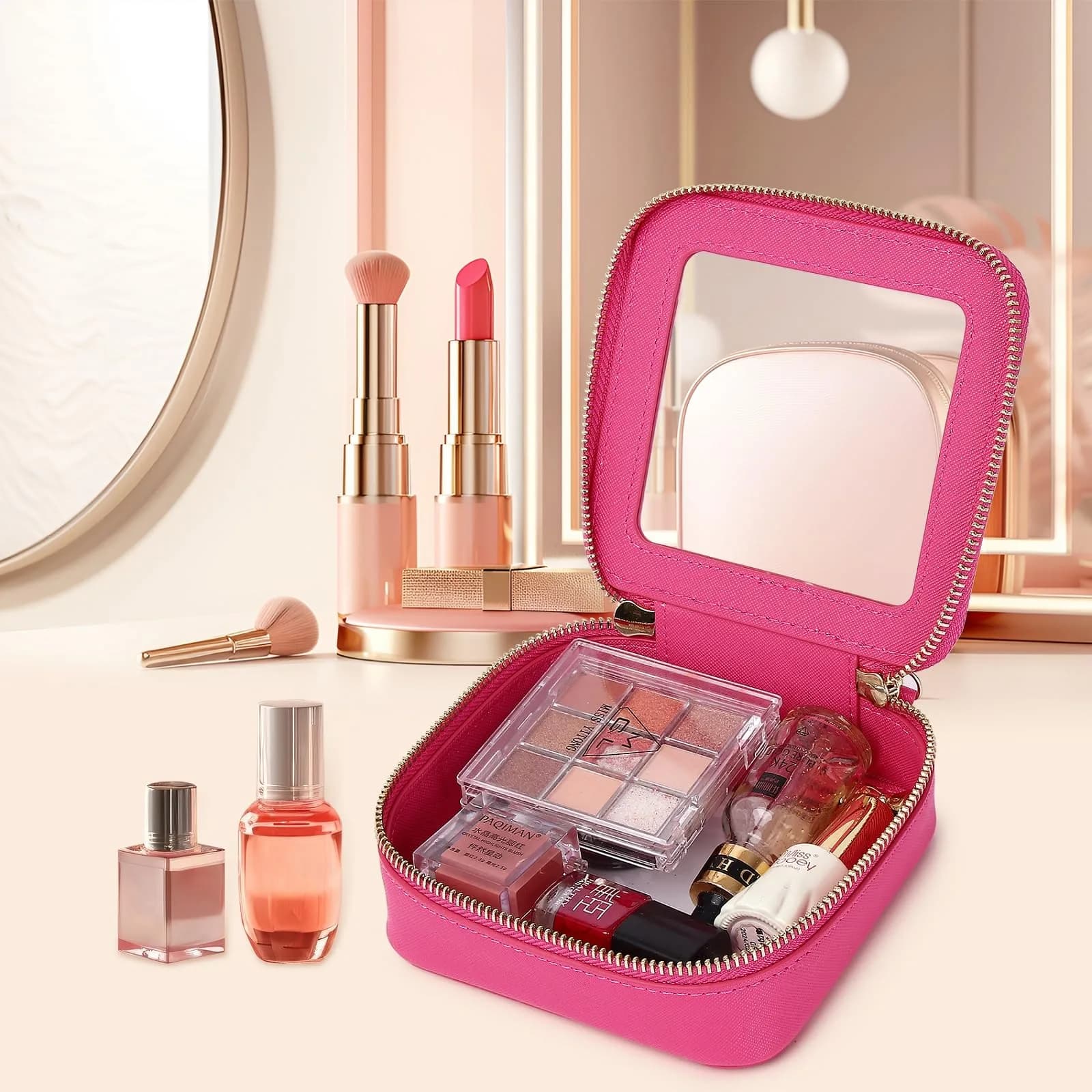 Pinkmik Small Clear Mini Makeup Bag 13.5cm x 12.5cm x 7cm | TSA Approved Travel Pouch - view 4