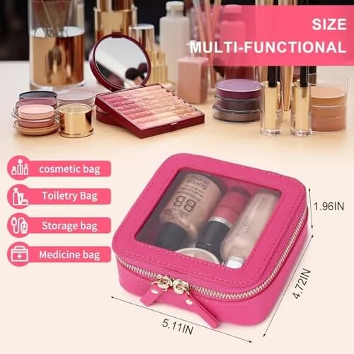 Pinkmik Small Clear Mini Makeup Bag 13.5cm x 12.5cm x 7cm | TSA Approved Travel Pouch thumbnail 3