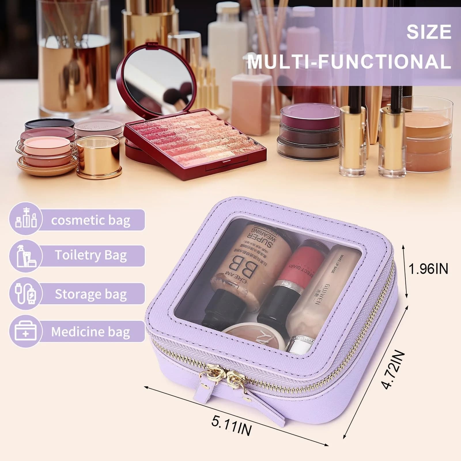 Pinkmik A1/Purple MINI-1 Clear Makeup Bag - Travel Cosmetic Case - view 3