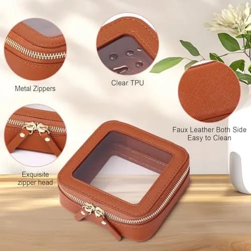 Pinkmik Small Clear Mini Makeup Bag, Brown (MINI-1) | TSA Approved Travel Cosmetic Pouch thumbnail 5