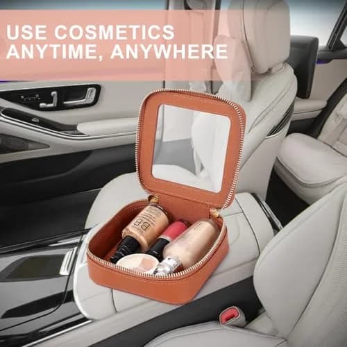 Pinkmik Small Clear Mini Makeup Bag, Brown (MINI-1) | TSA Approved Travel Cosmetic Pouch thumbnail 6