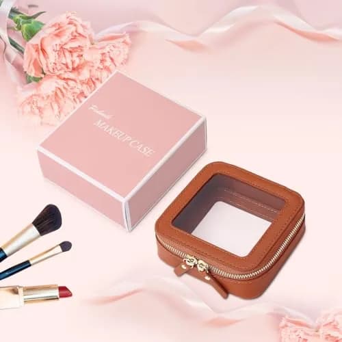 Pinkmik Small Clear Mini Makeup Bag, Brown (MINI-1) | TSA Approved Travel Cosmetic Pouch thumbnail 7