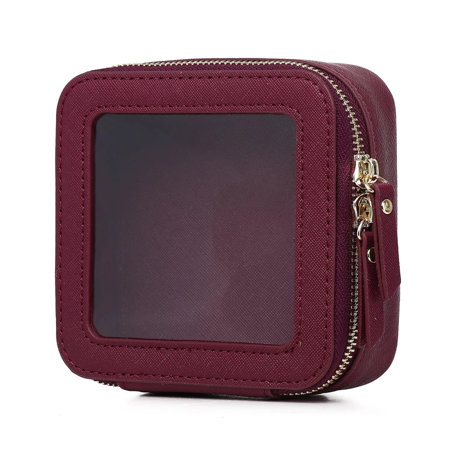 Pinkmik Burgundy Clear Makeup Bag - MINI Size | TSA Approved Travel Cosmetic Case - main product image