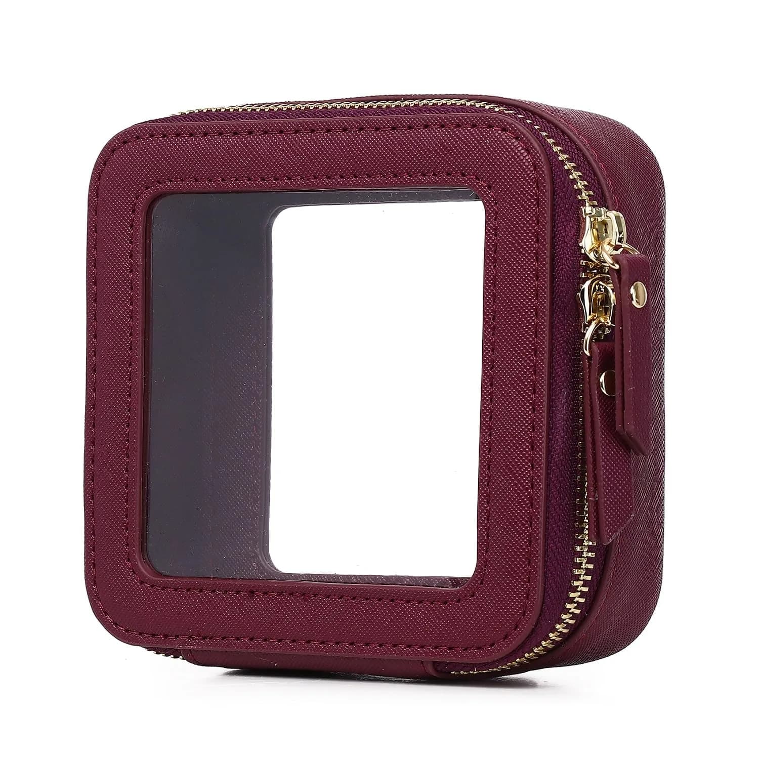 Pinkmik A1/Burgundy Mini Clear Makeup Bag - TSA Approved Travel Cosmetic Case - main product image