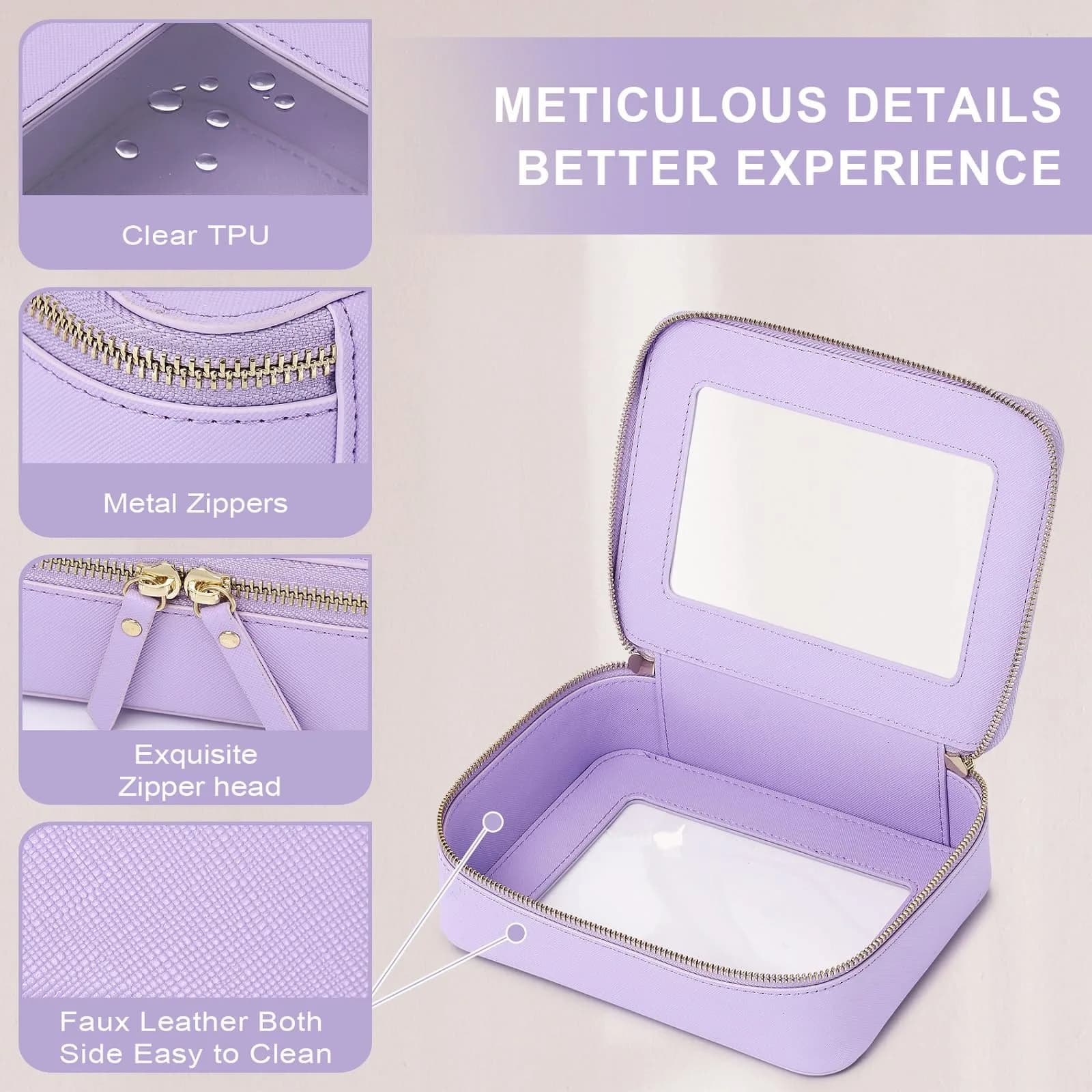 Pinkmik D/Purple Medium Clear Makeup Bag - TSA Approved Travel Cosmetic Case - view 4