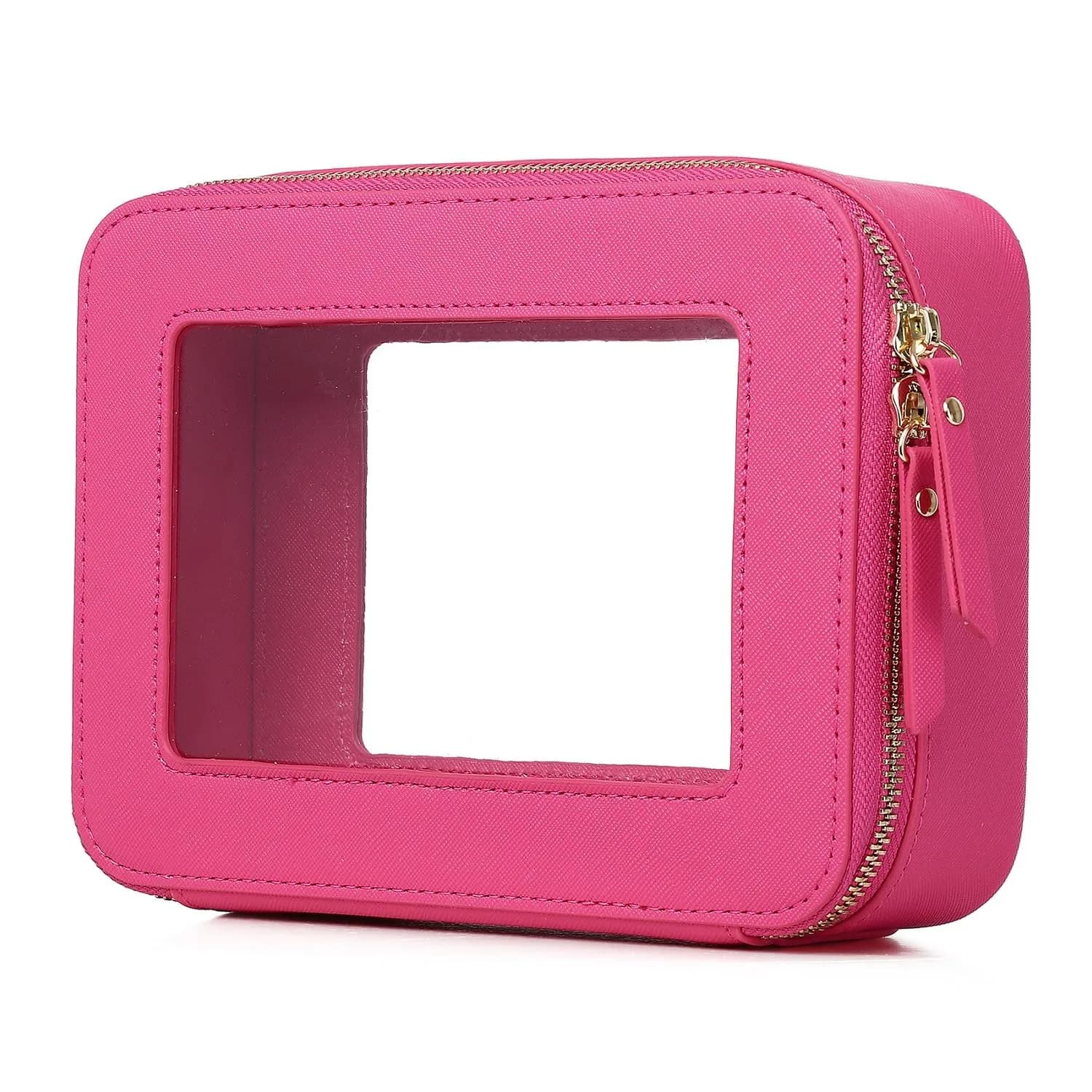 Pinkmik D/Fuxia Clear Makeup Bag - Medium Size | TSA Approved Travel Cosmetic Case - main product image