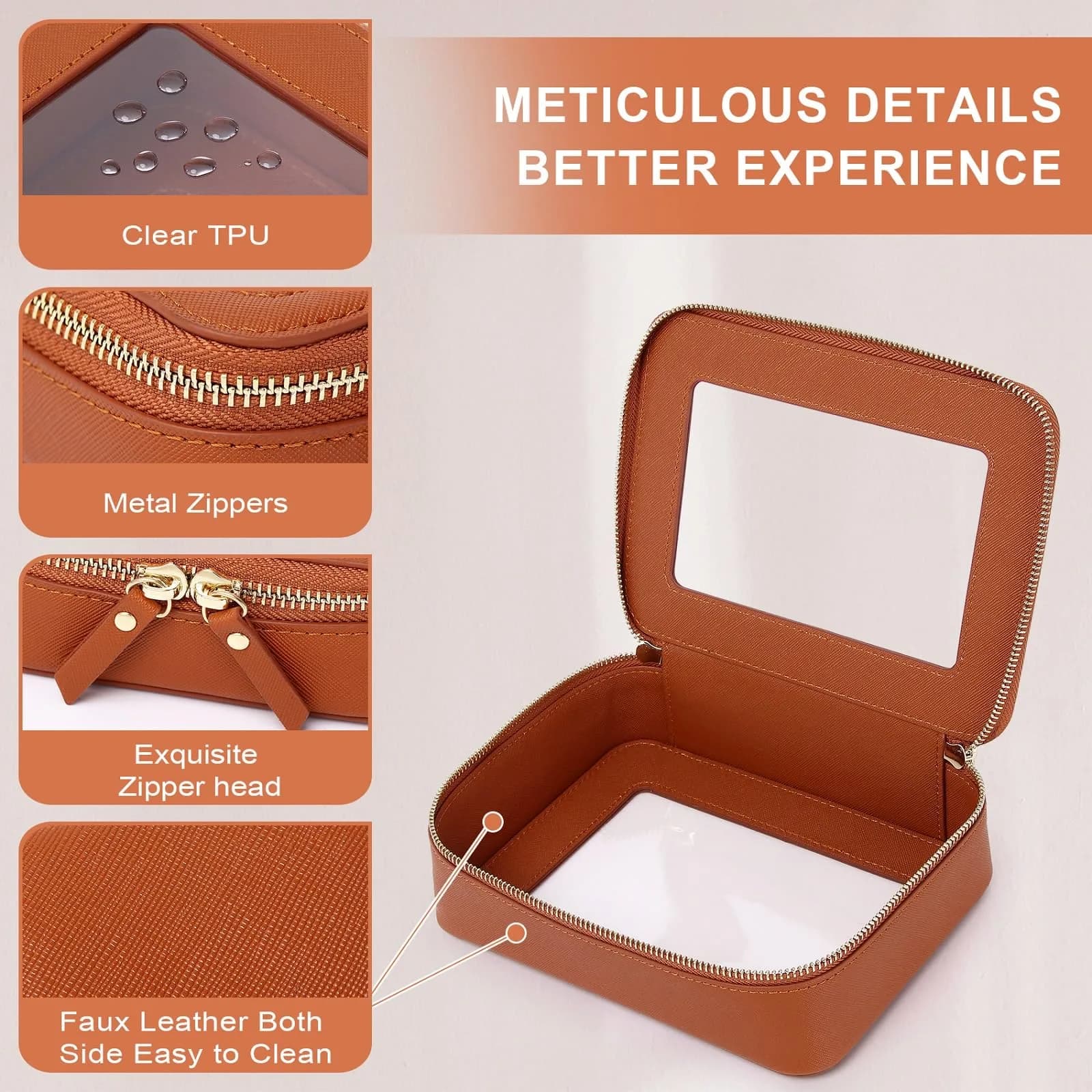 Pinkmik Clear Makeup Bag - Medium Size in D/Brown - view 4