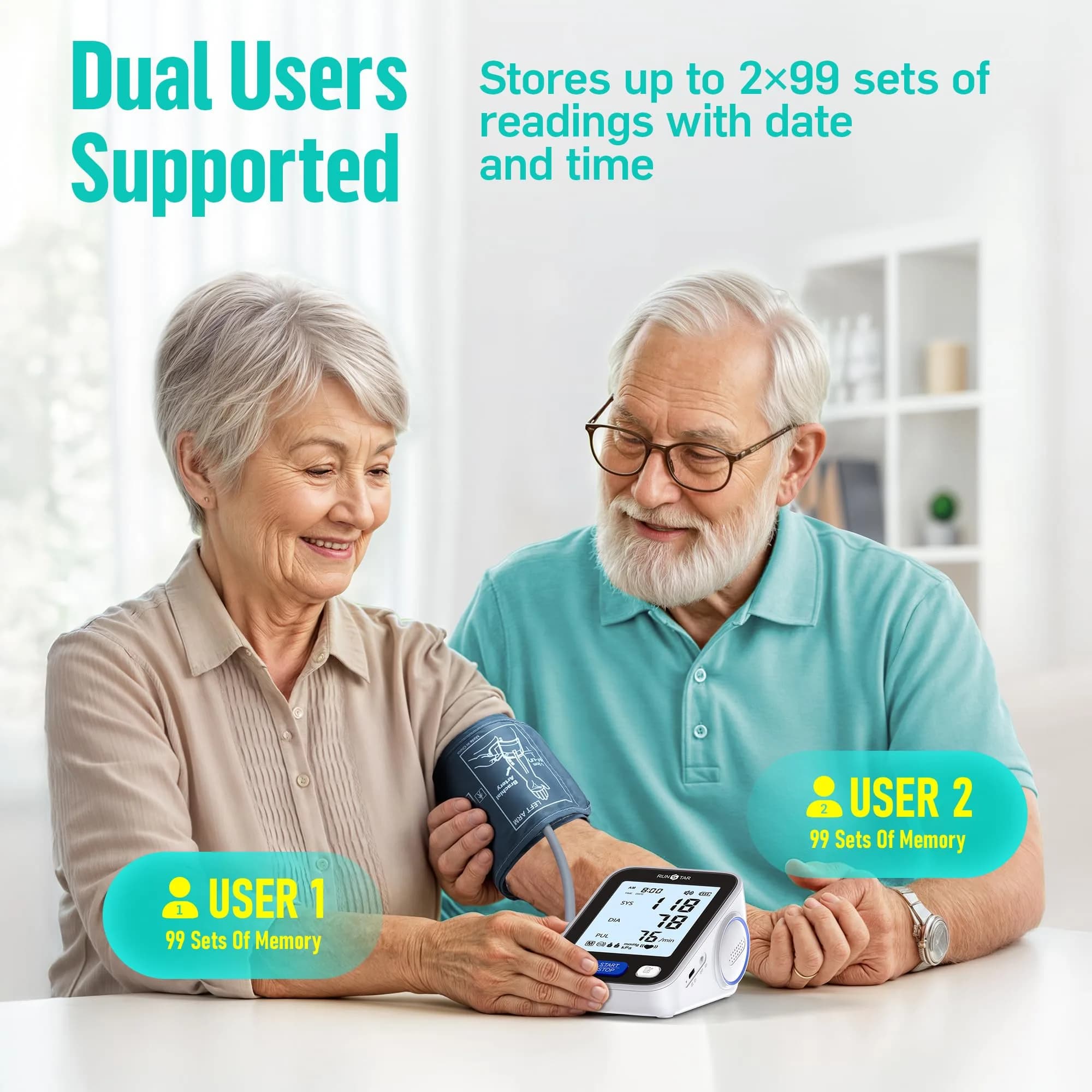 runstar Automatic Arm Blood Pressure Monitor with Wide Cuff (21.8cm - 41.9cm) | High Precision & Reliable Readings - view 7