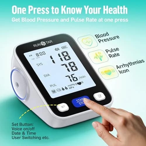 runstar Automatic Arm Blood Pressure Monitor with Wide Cuff (21.8cm - 41.9cm) | High Precision & Reliable Readings thumbnail 3