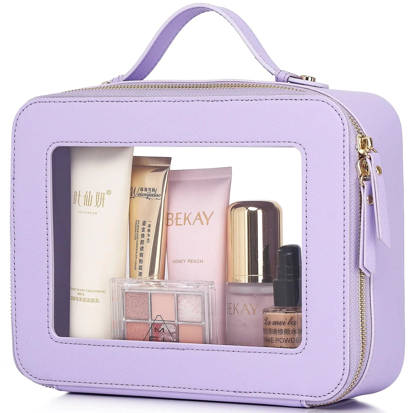 Pinkmik Large C/Purple Clear Makeup Bag | TSA Approved Travel Cosmetic Case - main product image