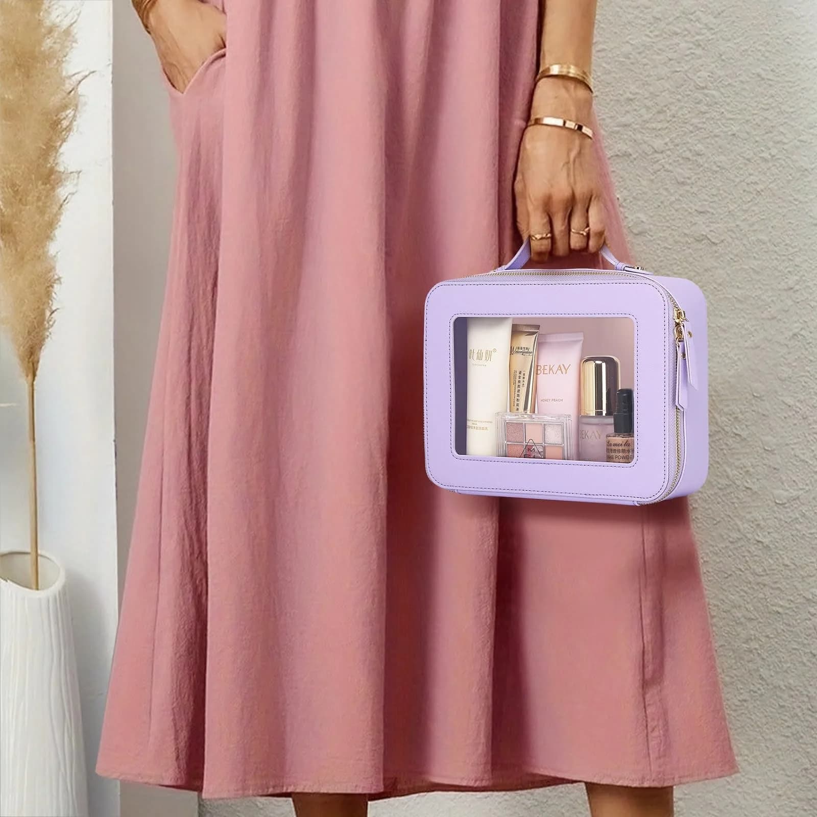 Pinkmik Large C/Purple Clear Makeup Bag | TSA Approved Travel Cosmetic Case - view 2