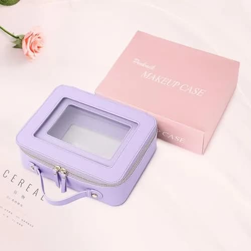 Pinkmik Clear Makeup Bag Set, Purple, M+L | TSA Approved Travel Cosmetic Organizer thumbnail 7