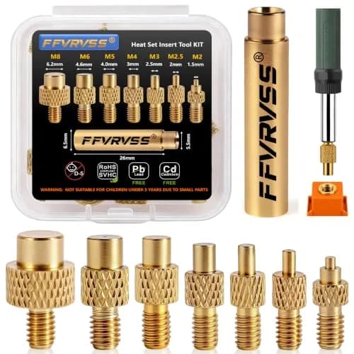 FFVRVSS Heat Set Insert Tool Tips M2-M8 | Precision Brass Construction for 3D Printing thumbnail 1