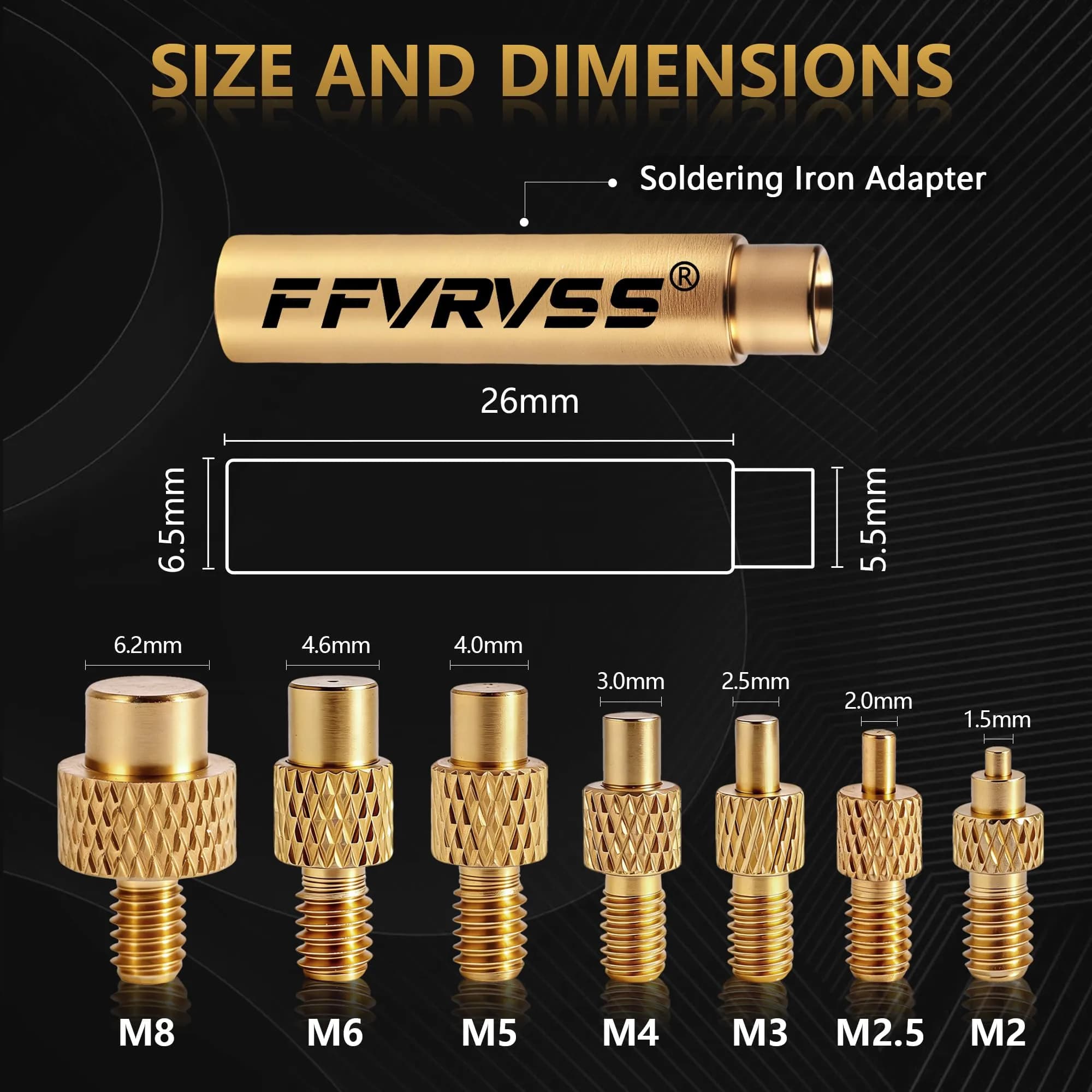 FFVRVSS Heat Set Insert Tool Tips M2-M8 | Precision Brass Construction for 3D Printing - view 2