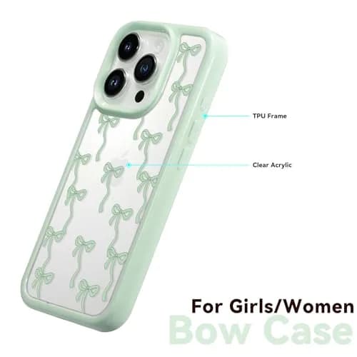 Yetagso Bow Case for iPhone 15 Pro Max | Slim Fit Glitter Bow Phone Cover for Women & Girls thumbnail 3