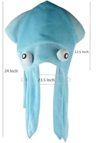 Kirei Sui Blue Octopus Plush Party Hat Costume | Adult Size 59cm (23.5 Inches) thumbnail 2