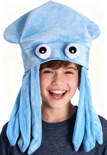 Kirei Sui Blue Octopus Plush Party Hat Costume | Adult Size 59cm (23.5 Inches) thumbnail 3