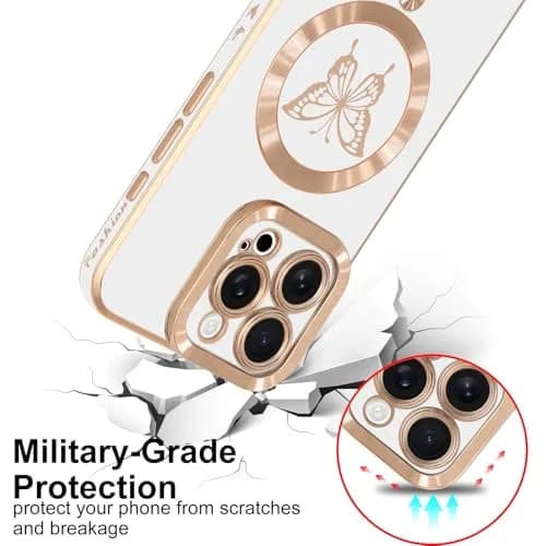 Lafunda Magnetic for iPhone 16 Pro Max Case Butterfly, White | Magnetic Wireless Support & Full Camera Protection thumbnail 4