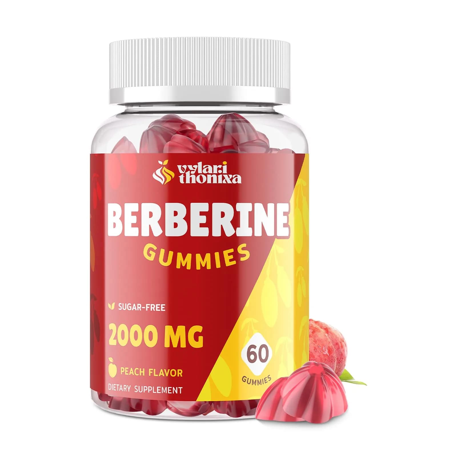Vylarithonixa Berberine Supplement Gummies 2000 mg with Ceylon Cinnamon, 60 Count | Sugar-Free, Vegan, Absorption Boost — Gummy