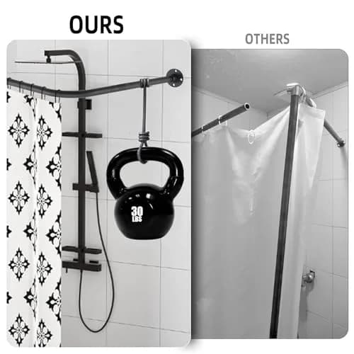 TwinkleTool L Shaped Shower Curtain Rod Black 70cm (27.6") | Adjustable Corner Rod for Bathrooms & Fitting Rooms thumbnail 2