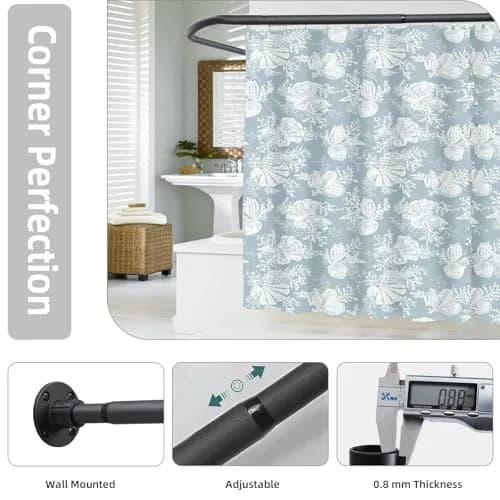 TwinkleTool L Shaped Shower Curtain Rod 243.8 cm (96 in) | Rust-Resistant Stainless Steel for Bathrooms & Fitting Rooms thumbnail 3