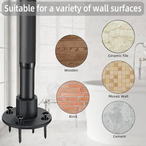 TwinkleTool L Shaped Shower Curtain Rod Black 112cm-138cm (44.1"-54.3") | Adjustable Corner Rod for Bathrooms & Fitting Rooms thumbnail 6